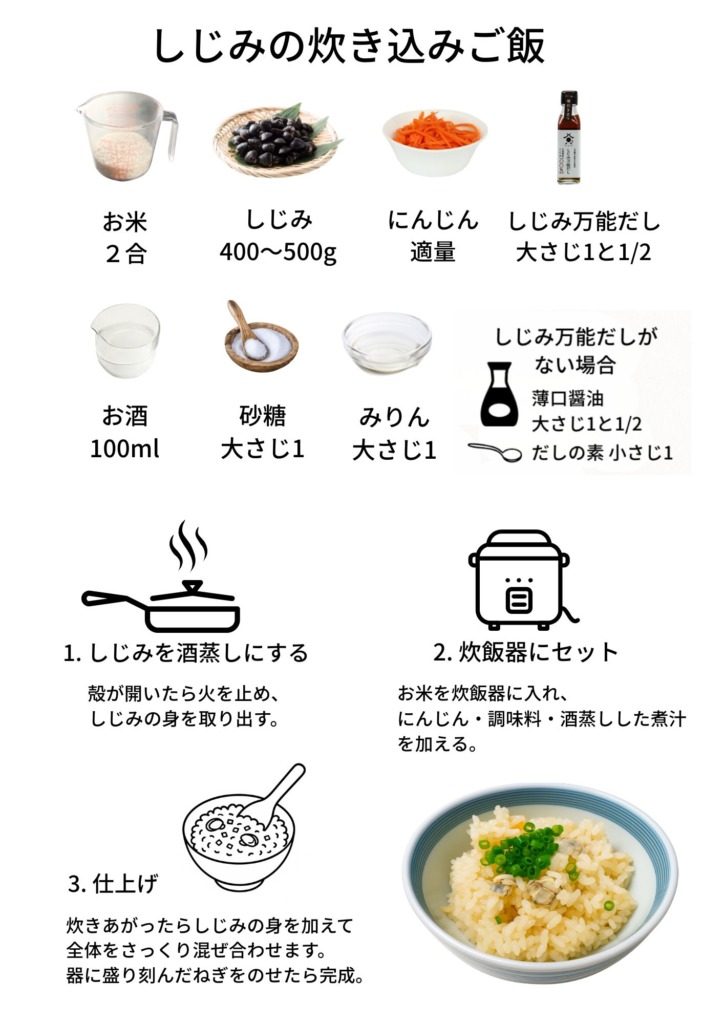 しじみの炊き込みご飯の作り方