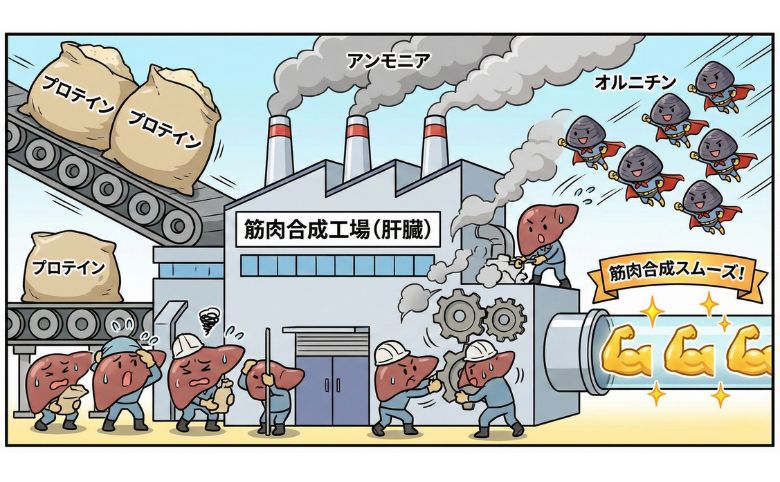 筋肉の合成工場は「肝臓」！プロテインとオルニチンの関係