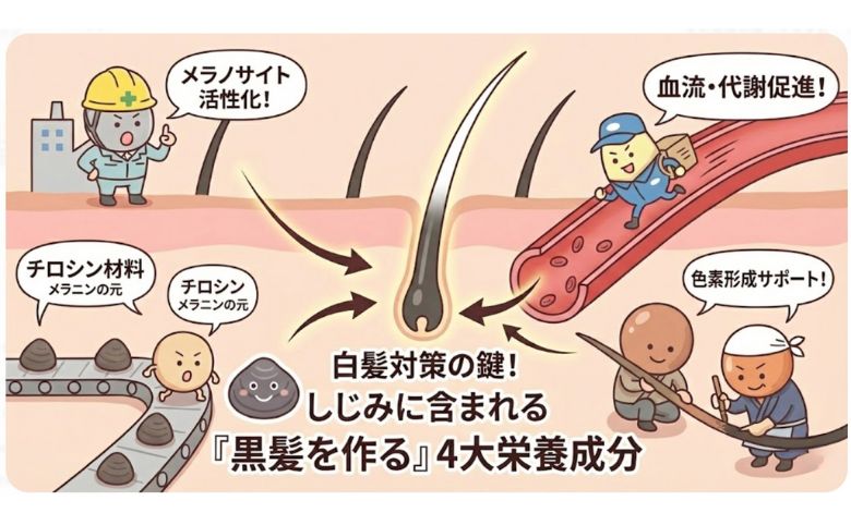 白髪対策の鍵！しじみに含まれる「黒髪を作る」4大栄養成分